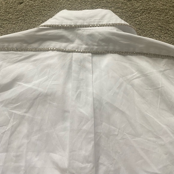 Area NYC Long Sleeve Button Up Pleated Crystal Shirt - Picture 10 of 11